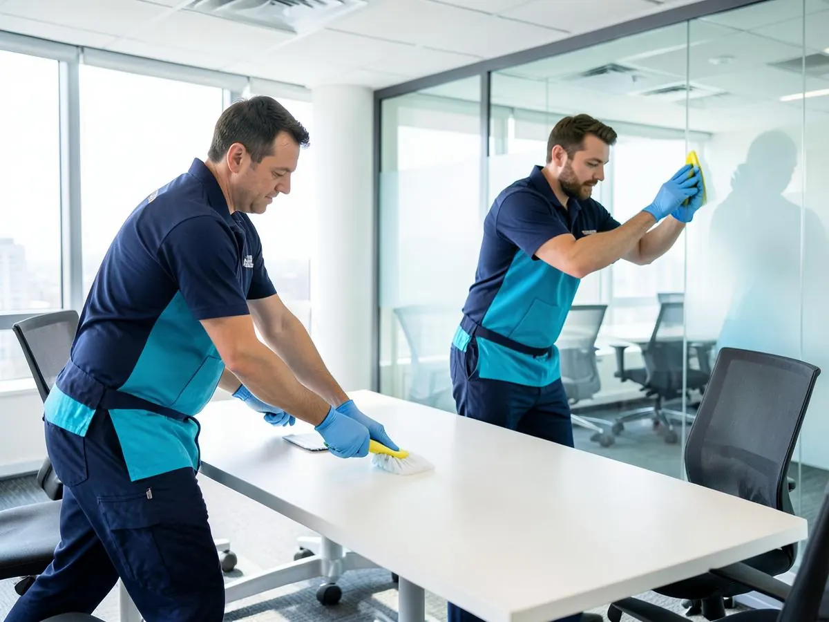 Geschultes Reinigungspersonal bei der Arbeit